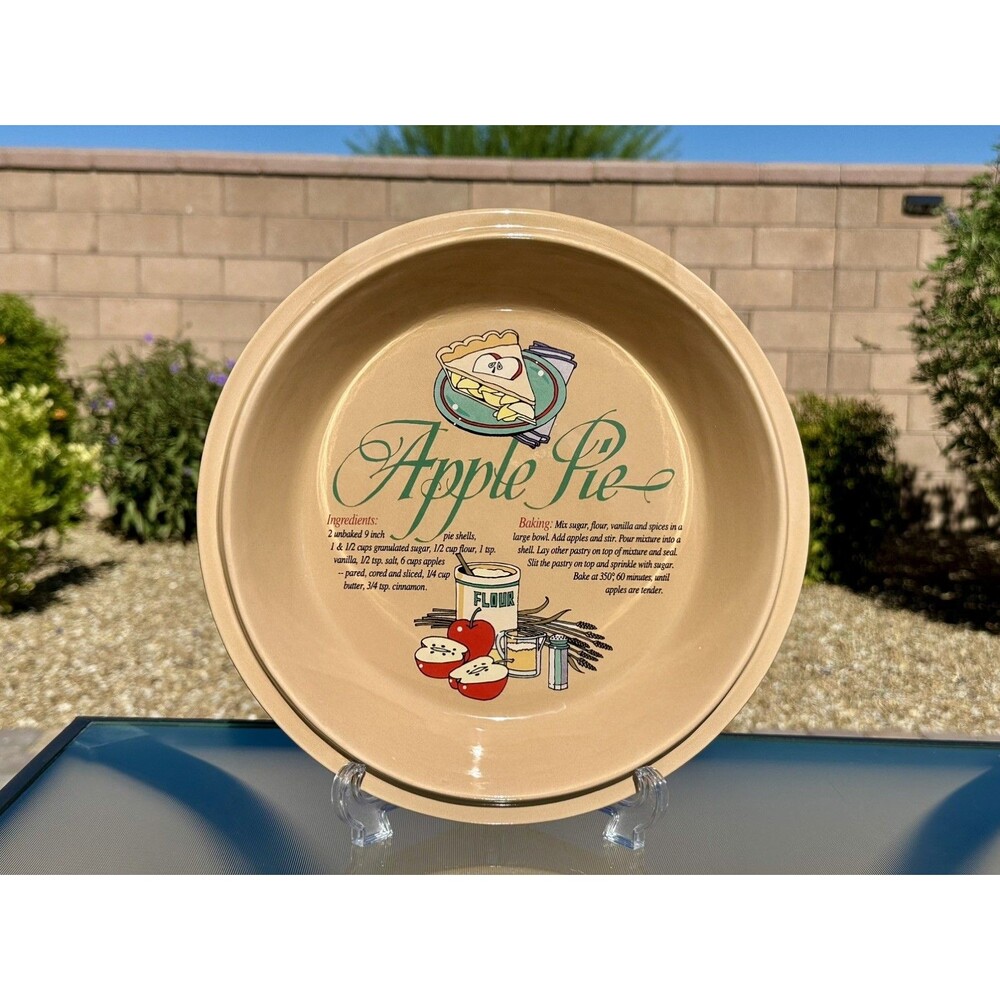 Ceramic Universal Trumps Apple Pie Dish Plate W/ Recipe 11.5” Round Cottagecore